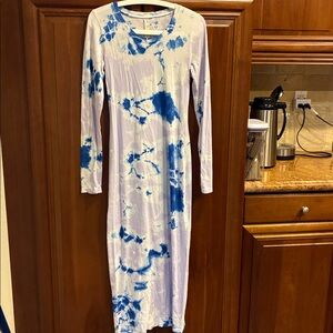 Raquel Allegra purple blue long sleeve tie-dye dress